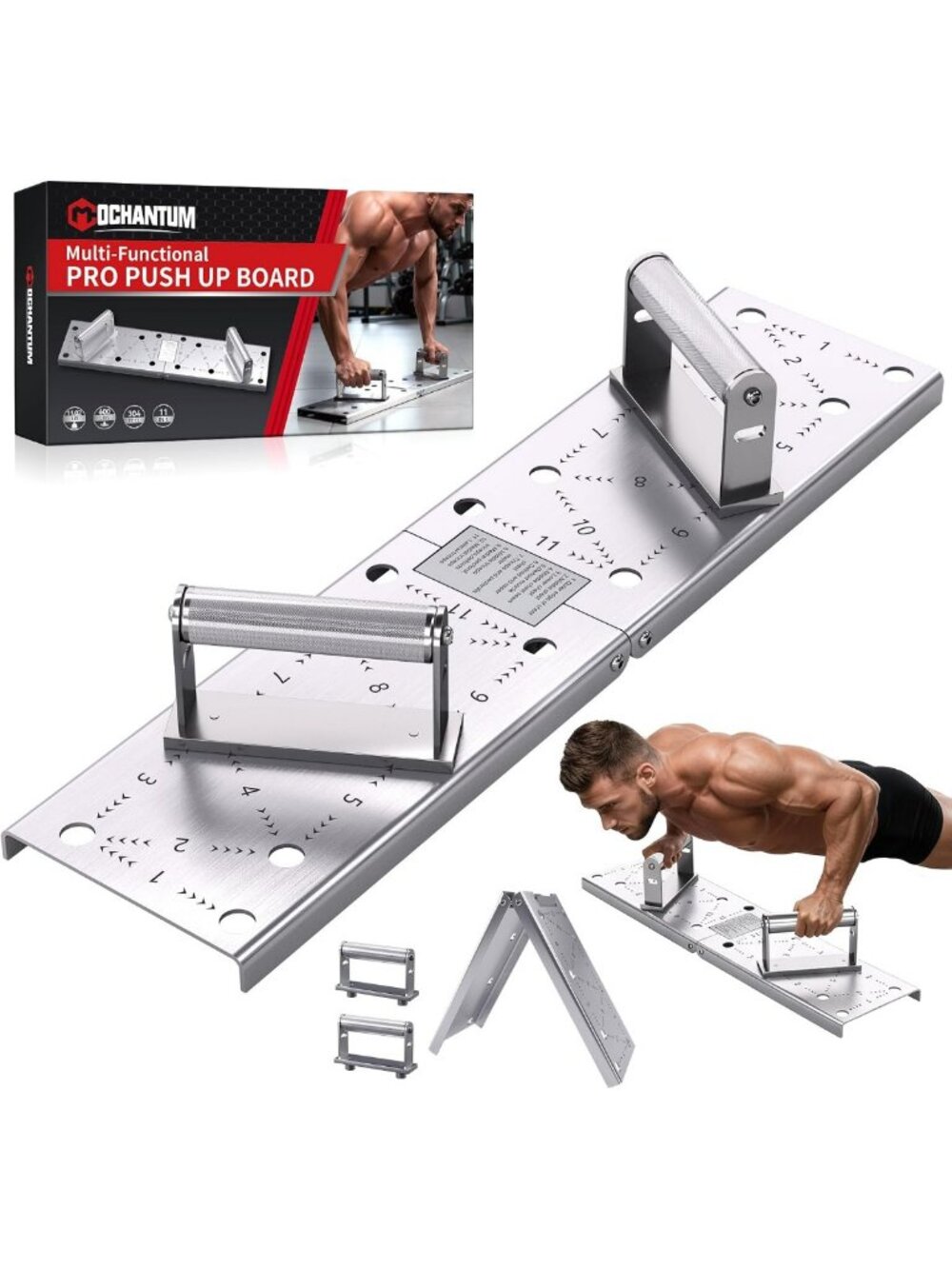 11-in-1 Heavy Duty Foldable Push Up Board - Stainless Steel Fitness Equipment